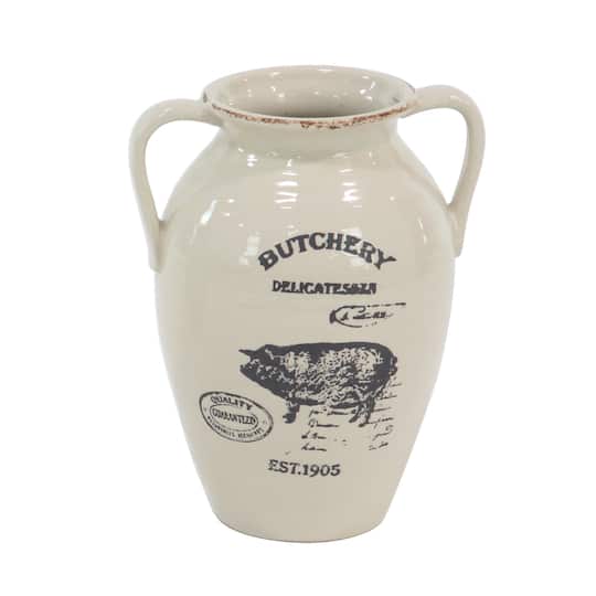 Set of 3 White Porcelain Farmhouse Vase, 8" x 10"